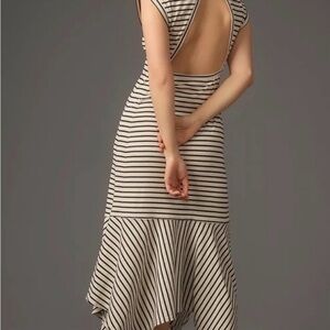 Anthropologie / Daily Practice Black and White Strip Backless Dress — size XS